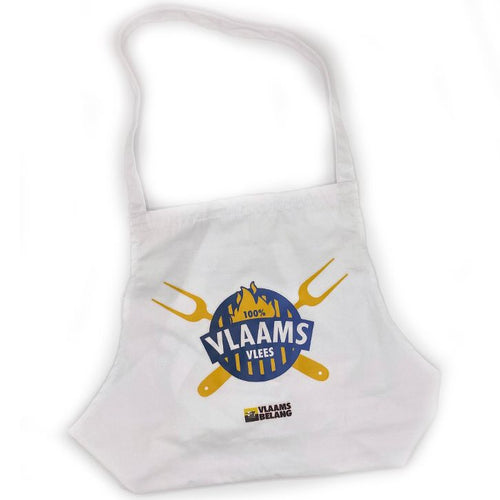 Het originele "100% Vlaams vlees" BBQ-schort van zwaar katoen