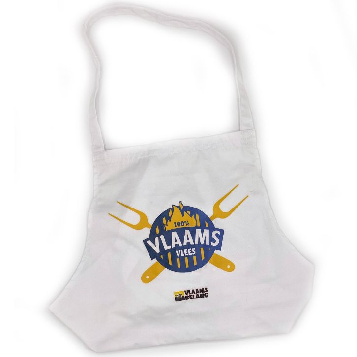 Het originele "100% Vlaams vlees" BBQ-schort van zwaar katoen